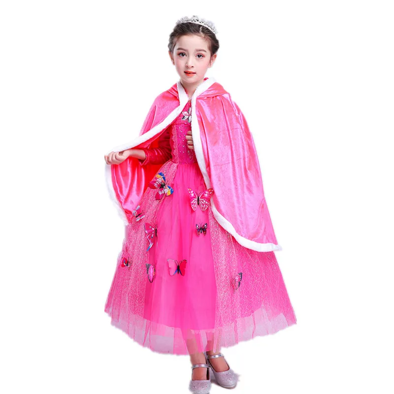 Girl Pink Ball Gown Long Sleeve Dress Princess Sleeping Beauty Aurora Cosplay Costume Children Carnival Clothes Party | Детская одежда