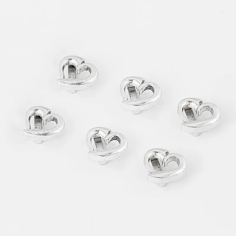 10pcs Hollow Heart Slider Spacer For Flat Leather Cord Bracelet Necklace Making DIY Fashion Jewelry Findings | Украшения и