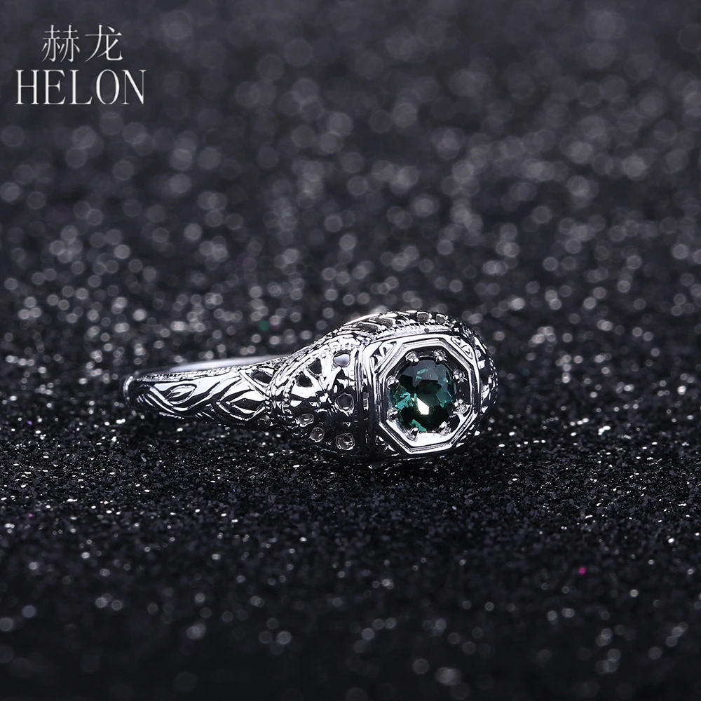 HELON Solid 14 K/585 Белое золото Verdant зеленый турмалин Обручальное Кольцо старинное винтажное свадебное кольцо Роскошный дизайн ювелирных изделий