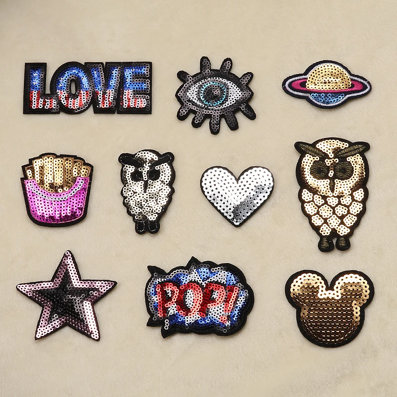 Высокое качество Красочные Блестки патч горячего расплава клейкая одежда
