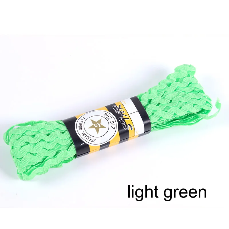 light green 15 ярдовая разноцветная териленовая лента Ric Rac Zig Zag кружевная обрезная лента для лоскутного шитья, вечерние украшения, принадлежности для рукоделия, ширина 5 мм - Цвет: light green