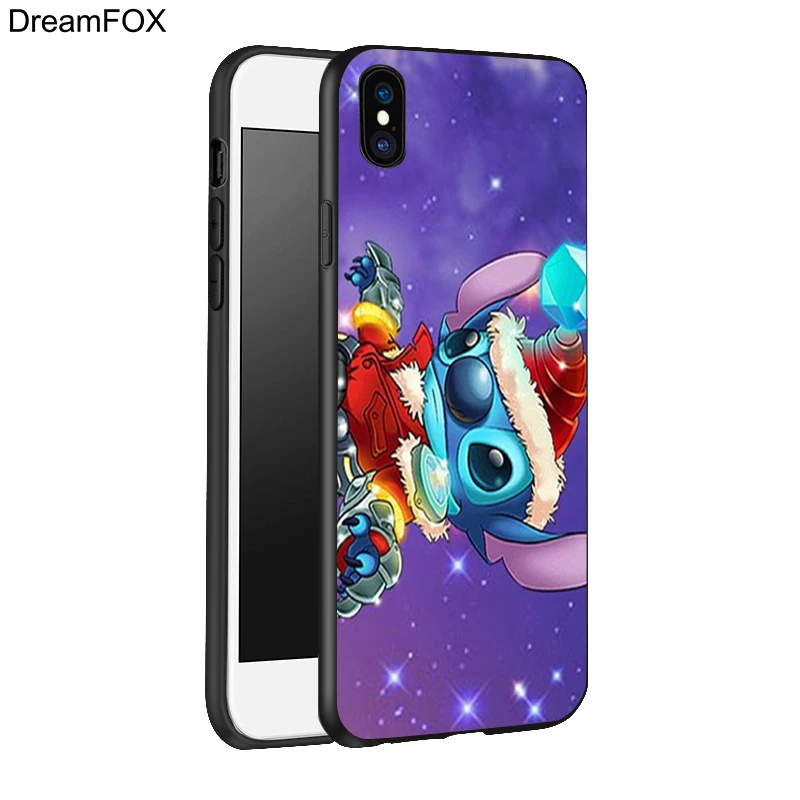 DREAMFOX L337 милый мультяшный Ститч черный мягкий Уретановый Термопластик (tpu)