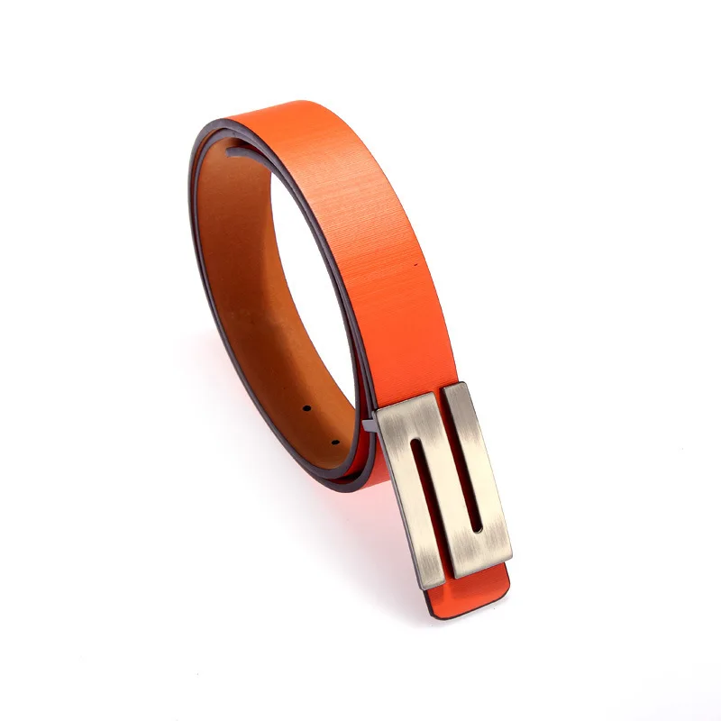 Модный мужской ремень из искусственной кожи Премиум s-образный металлический с