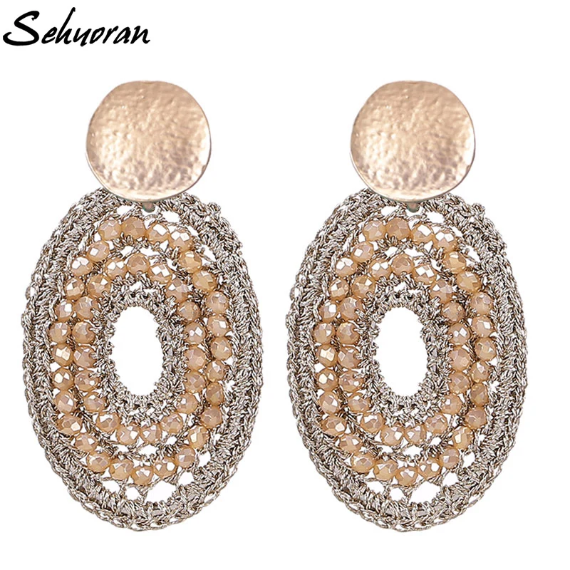 

Sehuoran Bobo Oorbellen Handmade Crystal Beads Drop Earrings For Women Statement Pendientes Fashion Jewelry Party Gifts