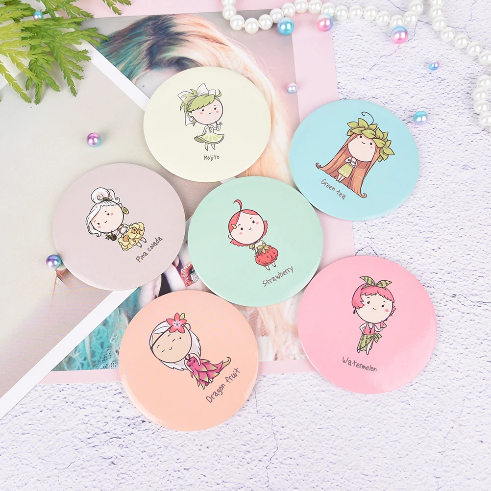 Cute Girl Mini Pocket Makeup Mirror Cosmetic Compact Mirrors Espelho De Maquiagem Espejos Bolsillo Friut Design Round | Красота и