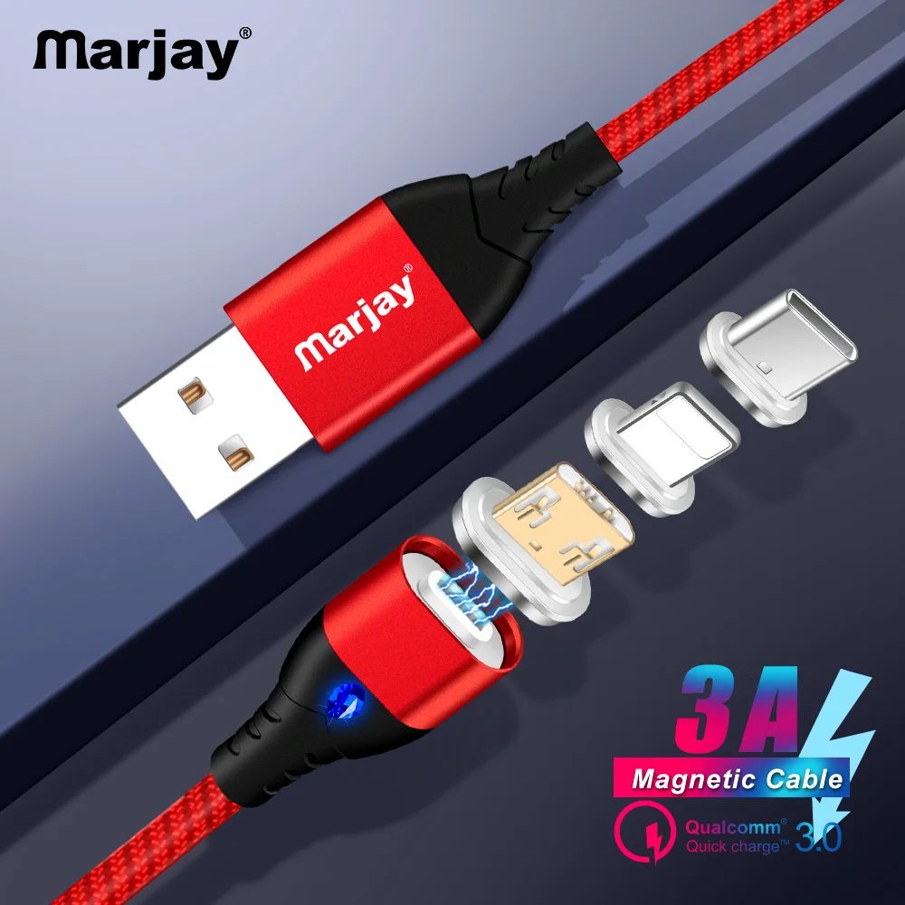 Магнитный кабель Marjay Micro usb type C адаптер быстрой зарядки для телефона Microusb