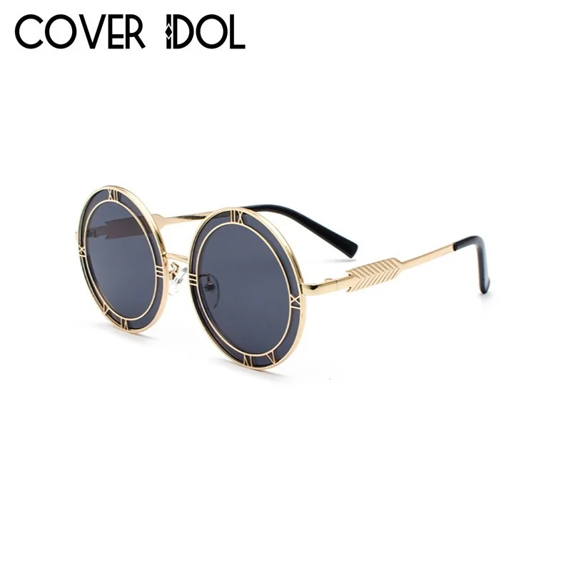Gold w Black Летние очки Модные солнцезащитные очки для Для мужчин и Для женщин круглый Роман Дизайн УНИСЕКС Стильные Солнцезащитные очки UV400 - Цвет линз: Gold w Black