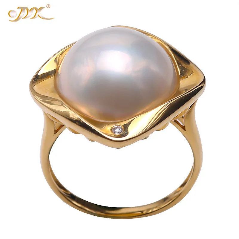 

Кольцо JYX 2019 с натуральным морским жемчугом, из 18-каратного золота, 14 мм, полукруглое, с белым морским жемчугом, для женщин, подарок