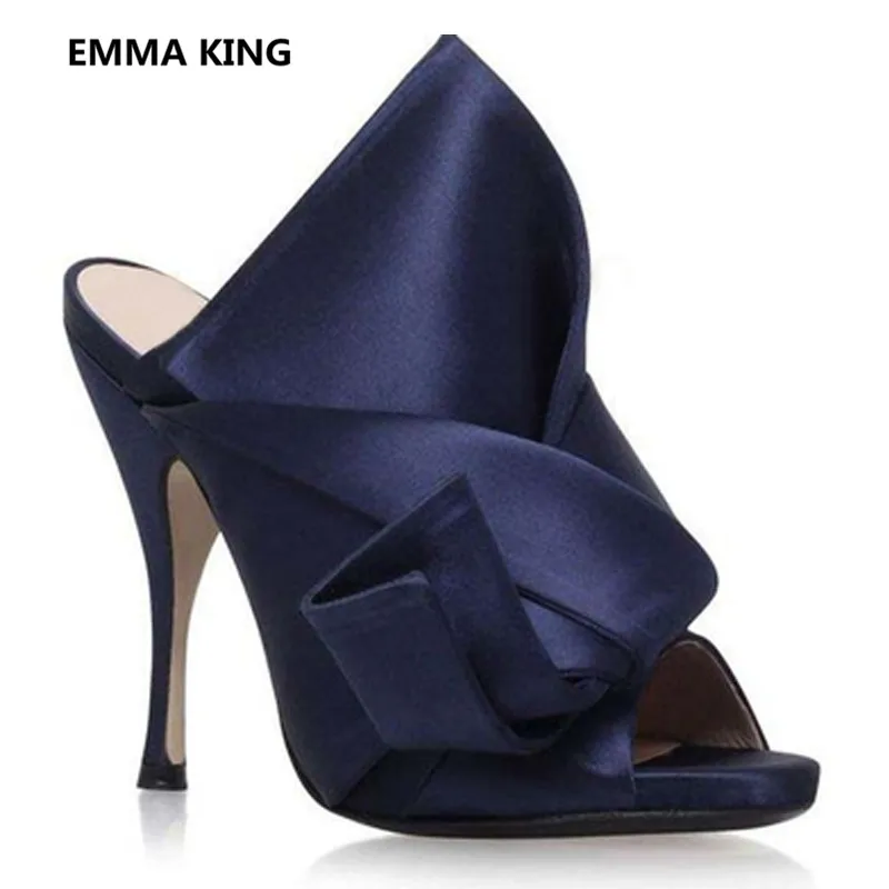 Emma king/Роскошные Дизайнерские вечерние свадебные шлепанцы с бантиком женские