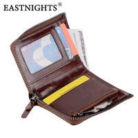 eastnights genuine leather men wallet short small zipper male wallets coin purse western new pocket wallet for man