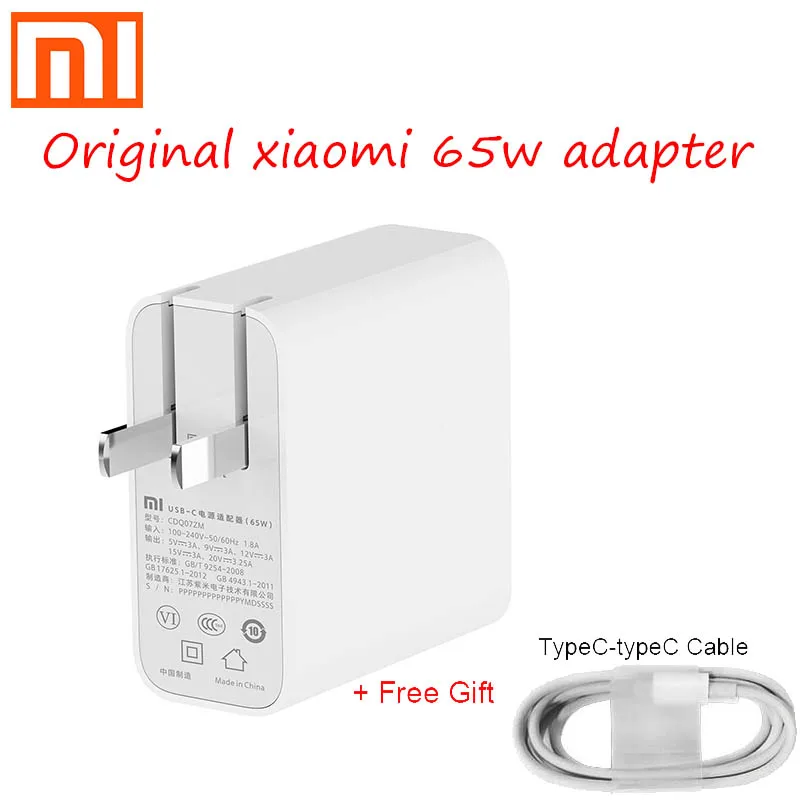 xiaomi 65 Вт USB-C адаптер питания маршрутизация домашняя Быстрая зарядка зарядное устройство для мобильного компьютера портативный интерфейс type-c