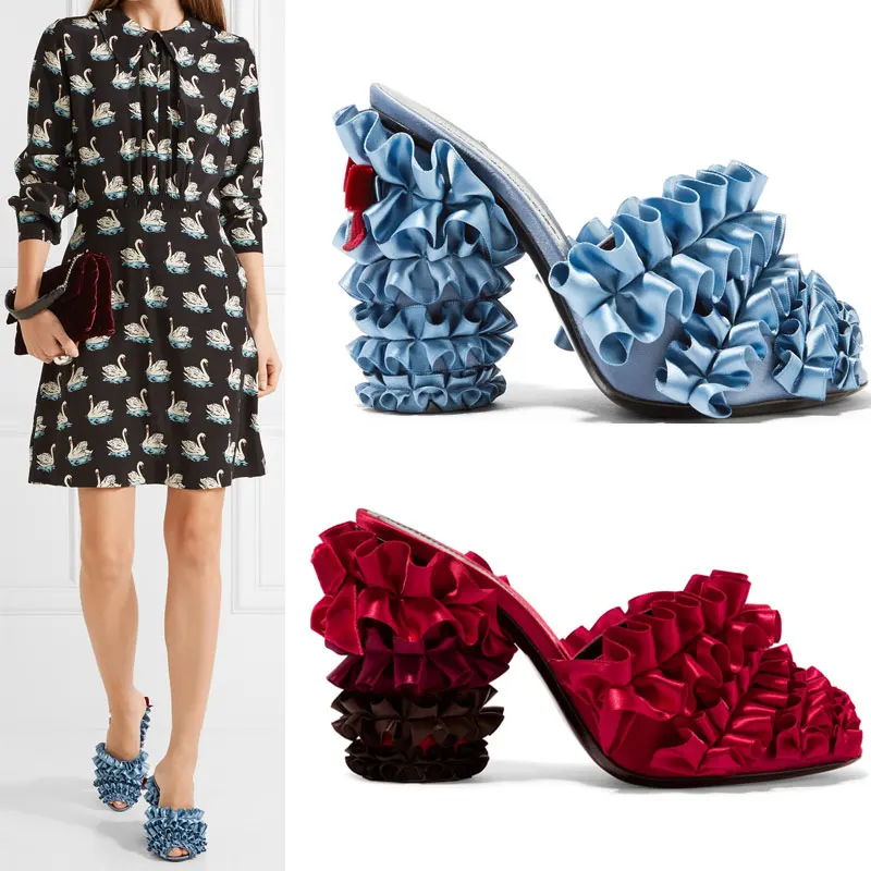 Новинка 2017 года сезон: весна–лето прилив Slik оборками Шлёпанцы для женщин