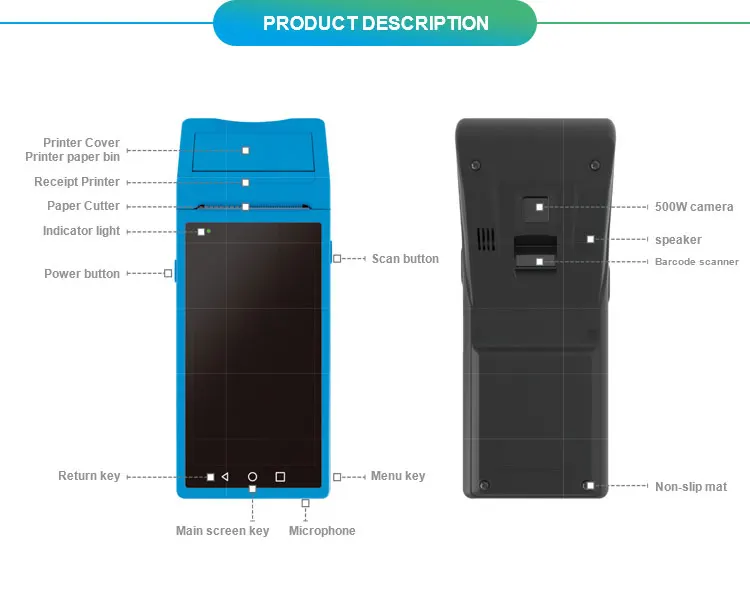 Портативный pos-компьютер Android PDA с 5,5 дюймовым сенсорным 3g Wifi Bluetooth