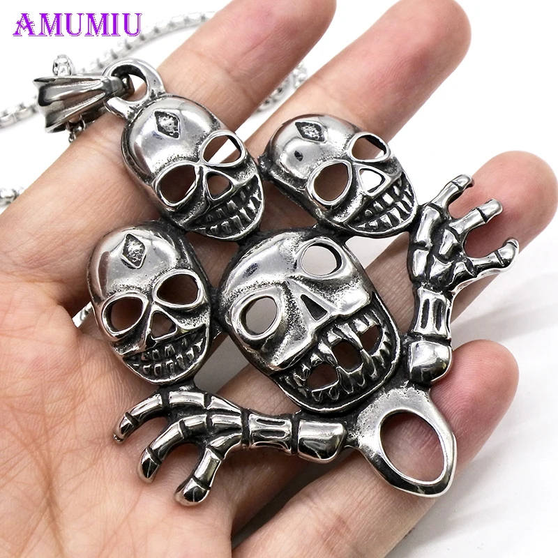 Ожерелье AMUMIU The Walking Dead винтажное ожерелье в виде скелета с ручной печатью зомби