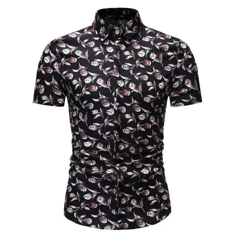 HZ01 black Мужские Гавайские рубашки мужские повседневные Camisa Masculina печатные пляжные рубашки мужская рубашка навыпуск с ярким рисунком короткий рукав Летняя Праздничная рубашка - Цвет: HZ01 black