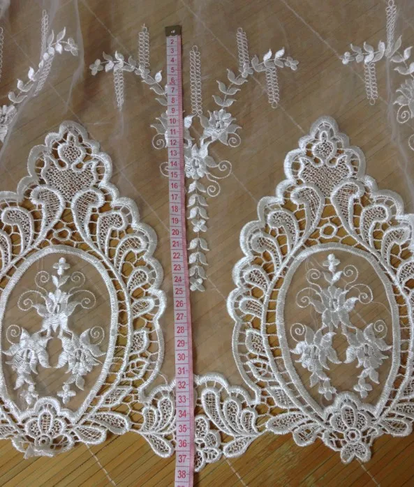 Высокое качество слоновой кости organdy двусторонний полиэстер Цветочная вышивка