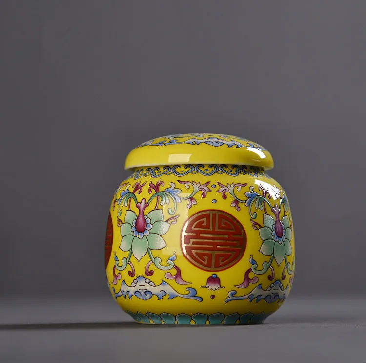 Chinese Palace Style Ceramic Tea Storage Box Tea Jars Delicate Tin Food Candy Jars Storage Container Quality Spices Storage Box