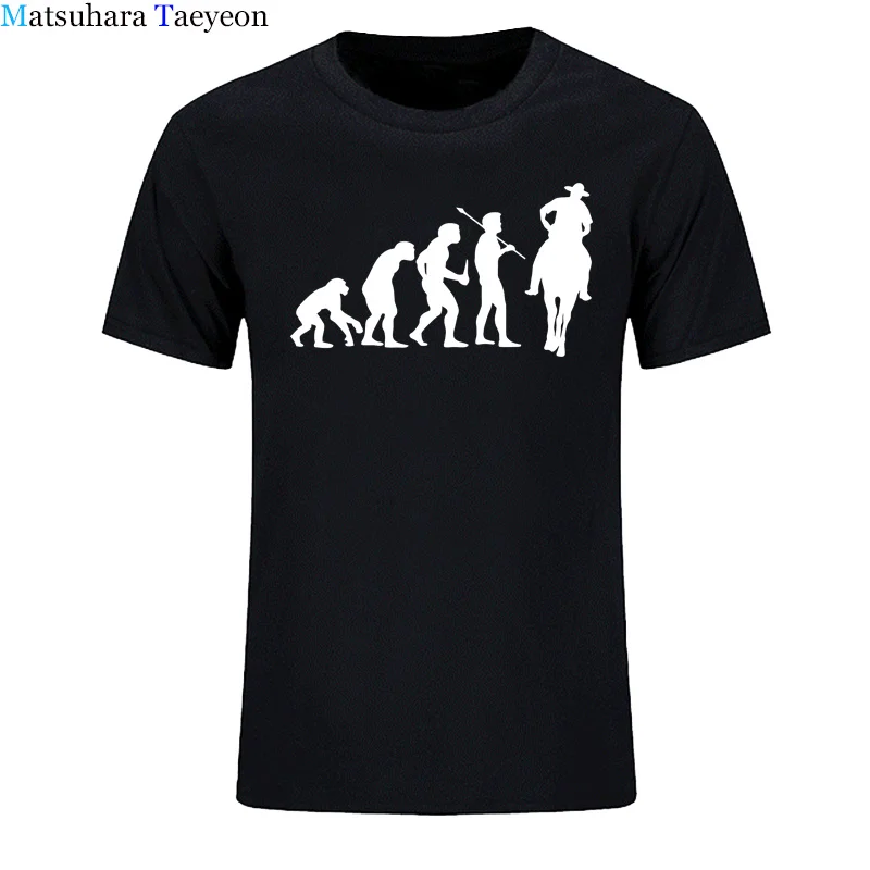 Мужская футболка с коротким рукавом evolution Cowboy Horse Rider Saddle Car Повседневная