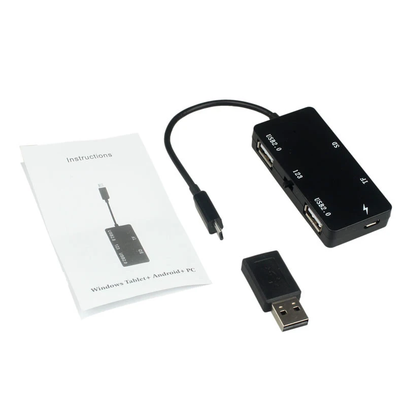 Malloom Micro Usb Otg Usb зарядка Hub+ кард-ридер адаптер для смартфонов и планшетов для Windows 98/Me/2000/Xp/7/8, Mac Os Android 1 шт