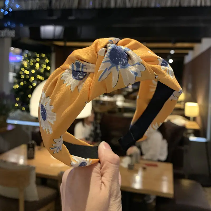 

New Fashion boutique hair accessories women's fabric Lovely Sunflower middle knot knots wide-brimmed headband headband hairband