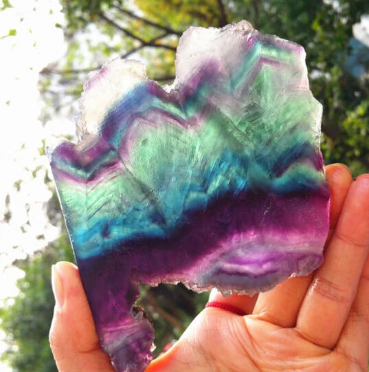

Natural multicolor fluorite crystal original stone specimens slice
