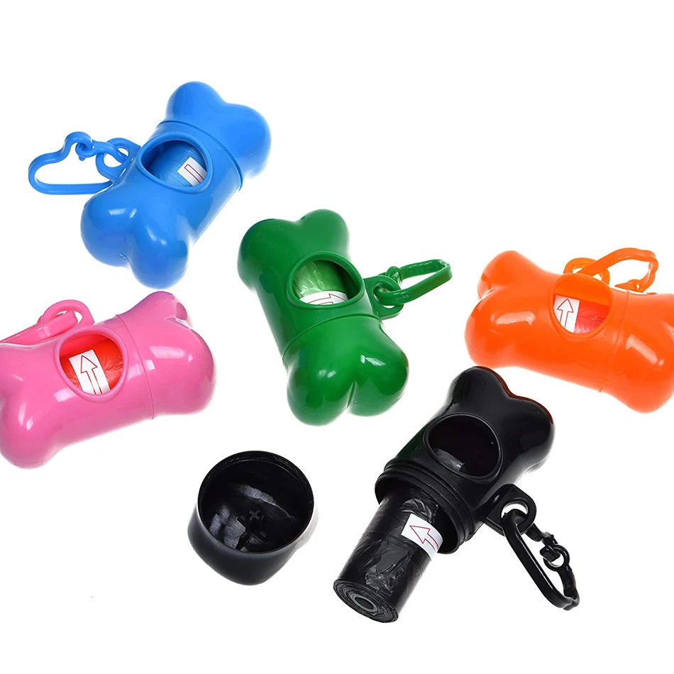 Pet Disposal Waste Bag Dispenser For Dog Poop Bags Bone Shape Plastic Pet Small Dog Outdoor Waste Poop Bag Dispenser