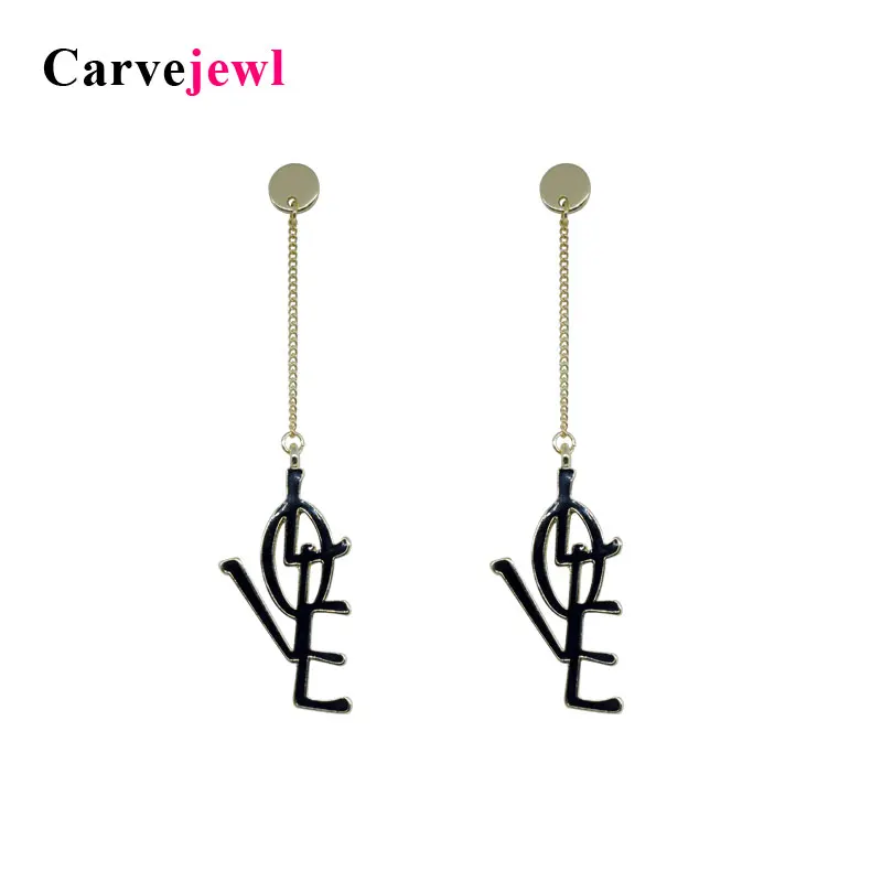 

Carvejewl LOVE earrings hand painted enamel glaze earrings for women jewelry long post dangle Earrings girl gift korean earrings