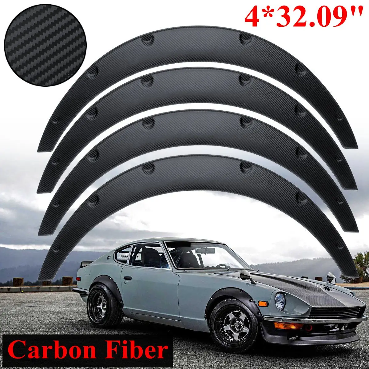 Carbon Fiber 4 шт. 80 см автомобильный корпус для крыла вспышки расширение широкие колесные арки Универсальный гибкий автомобильный корпус брызговик Защитная крышка брызговик - Цвет: Carbon Fiber