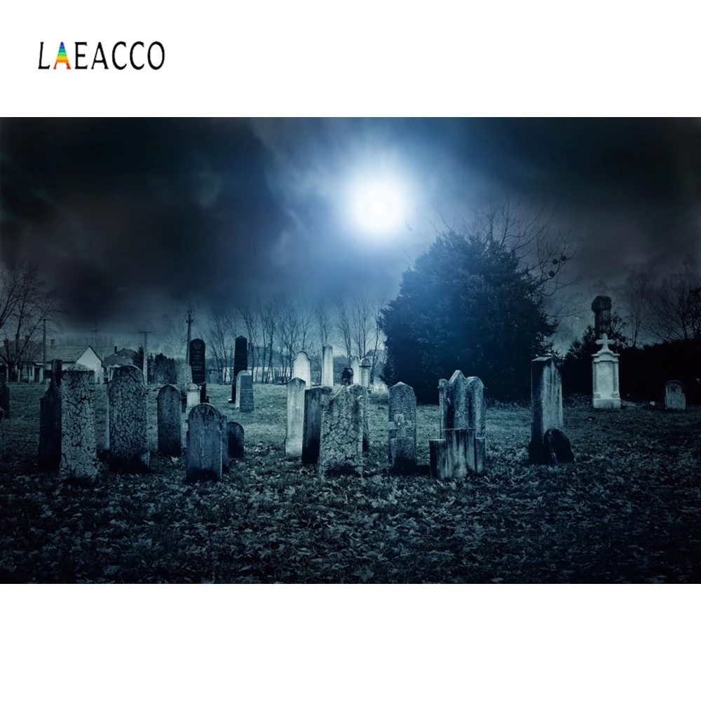 Laeacco Хэллоуин Фотофон ужасный ночной лес кладбище надгробие фотография фоны для