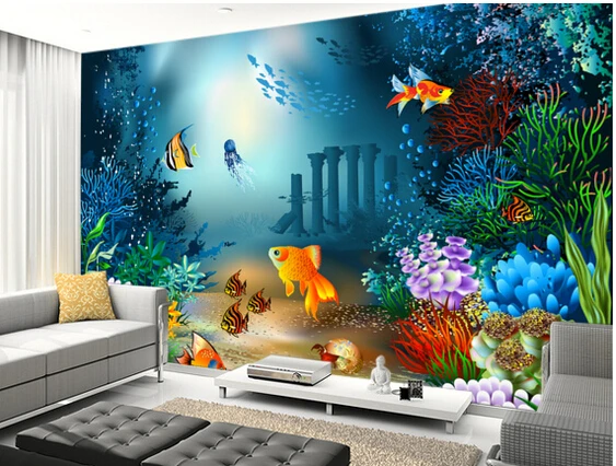 Пользовательские детские обои подводный мир 3D Мультяшные фотографии для детской