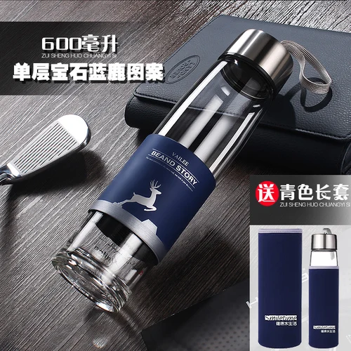 450-550-600ml термостойкая стеклянная бутылка для воды Нижняя чайная утечка с фильтром My Bottle To отправьте друзьям лучший подарок - Цвет: I-600ml  blue