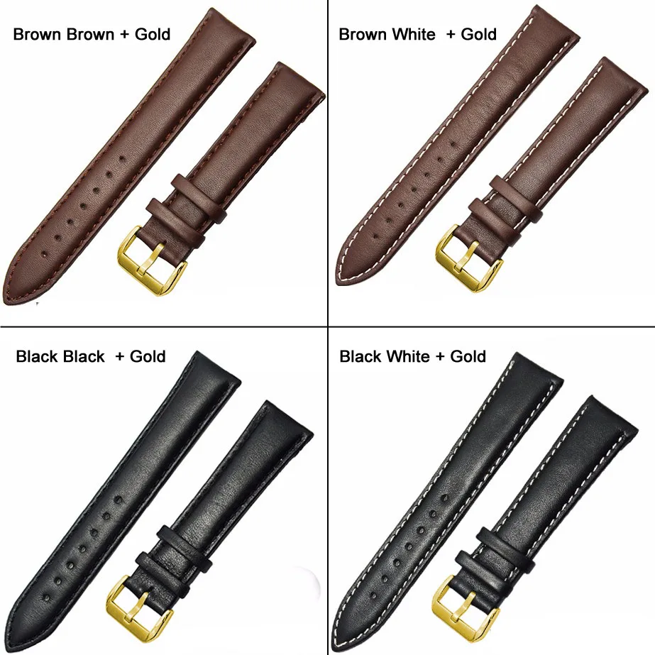 Ремешок для часов ZLIMSN из натуральной кожи черный коричневый гладкий ремешок