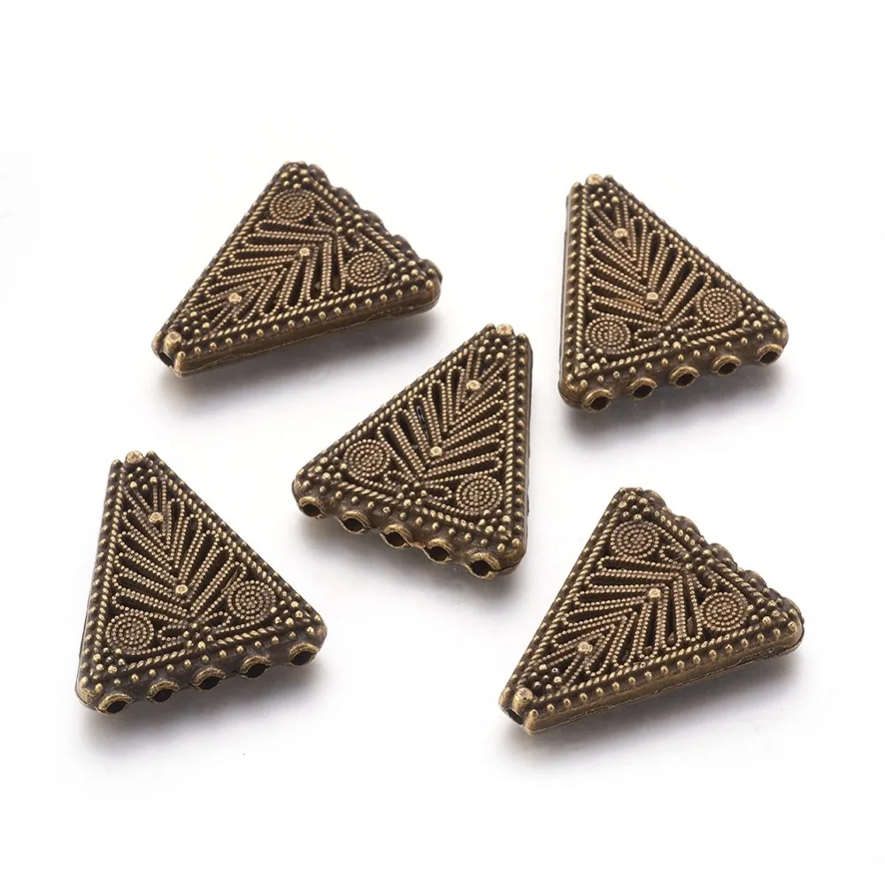

PandaHall 5pc 27x23.5~24x4mm Tibetan Style Alloy Chandelier Components Triangle Antique Bronze Golden Silver Color