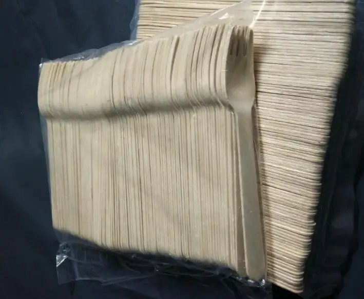 100 шт./упак. одноразовые деревянные столовые приборы Ножи вилки и ложки посуда