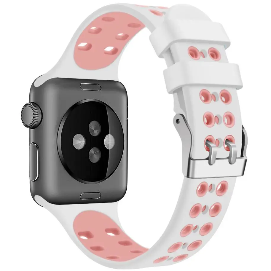 KINGBEIKE силиконовый ремешок для часов Apple Watch Series 1 2 3 4 Band iWatch 38 мм 42 40 44 сменный