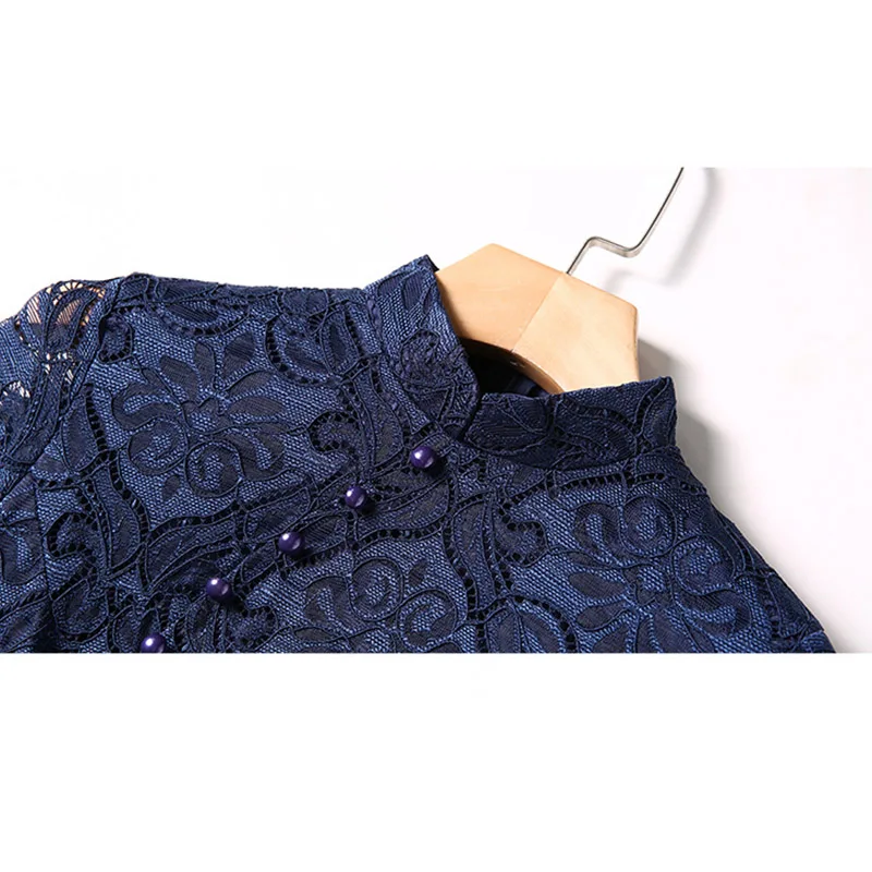 

Willstage 3XL Plus size dress Lace Patchwork single-breasted collar cheongsam Red Dresses Vintage Elegant Party Vestidos Summer