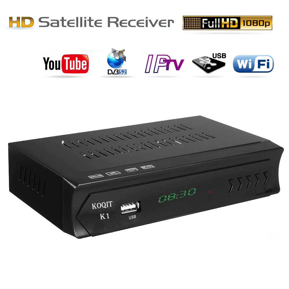 KOQIT 1080P DVB-S2 цифровая ТВ коробка Бесплатный спутниковый ресивер ТВ декодер тюнер DVB S2 рецептор Wifi Youtube m3u IP tv Biss vu USB PVR