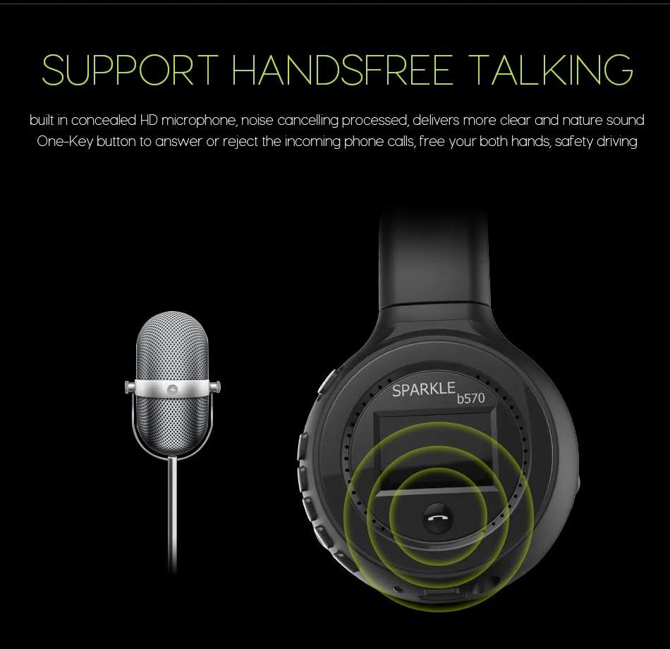 ZEALOT B570 HiFi стерео Bluetooth наушники Беспроводная гарнитура складная Поддержка Micro SD карты AUX микрофон