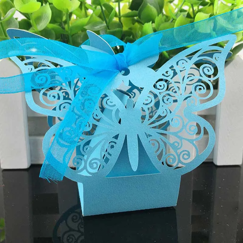 50 шт. конфетная коробка сумка для шоколада бумажная Подарочная маленькая бабочка