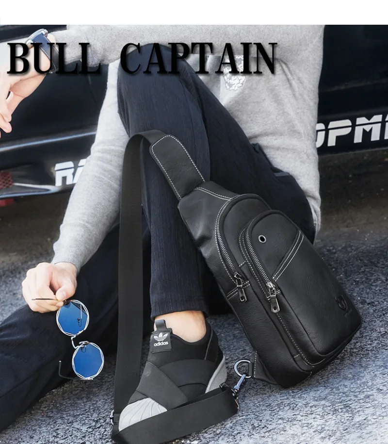 BULLCAPTAIN, натуральная кожа, сумки через плечо, Мужская брендовая сумка на плечо, повседневная музыкальная сумка-мессенджер, нагрудная сумка, мужская кожаная поясная сумка