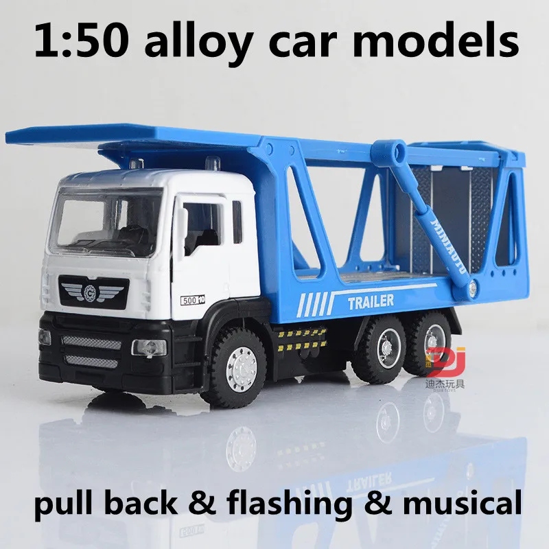 

1:50 alloy car models,high simulation Flatbed trailer,metal diecasts,toy vehicles,pull back & flashing & musical,free shipping