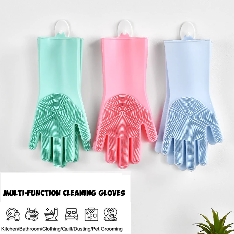 Силиконовые Волшебные скрубберные перчатки для мытья посуды очищающие с