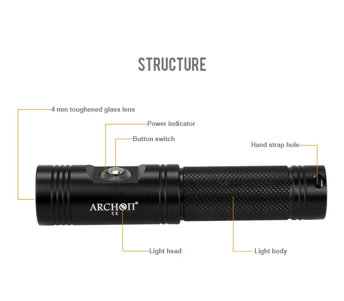 Водонепроницаемый подводфонарь онарик ARCHON V10S CREE XM-L U2 max 860 лм 60 м | Лампы и