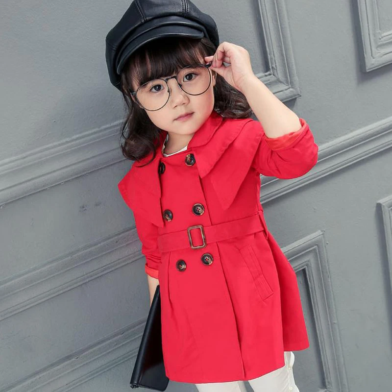 Осенний детский тренчкот с длинным рукавом и поясом XL213|girls trench|trench girltrench coat girls |