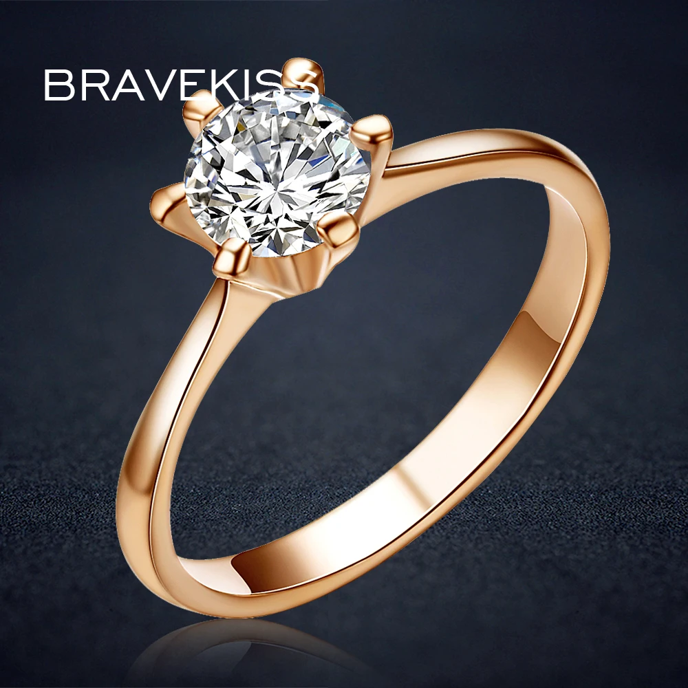 Женское Винтажное кольцо BRAVEKISS обручальное цвета розового золота с круглым