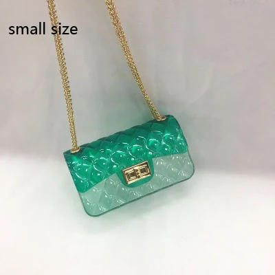 green white small Clear Colorful Transparent jelly Bag Gradient Candy Color Crossbody Bags Designed Ladies Shoulder Chain Messenger Bag - Цвет: green white small