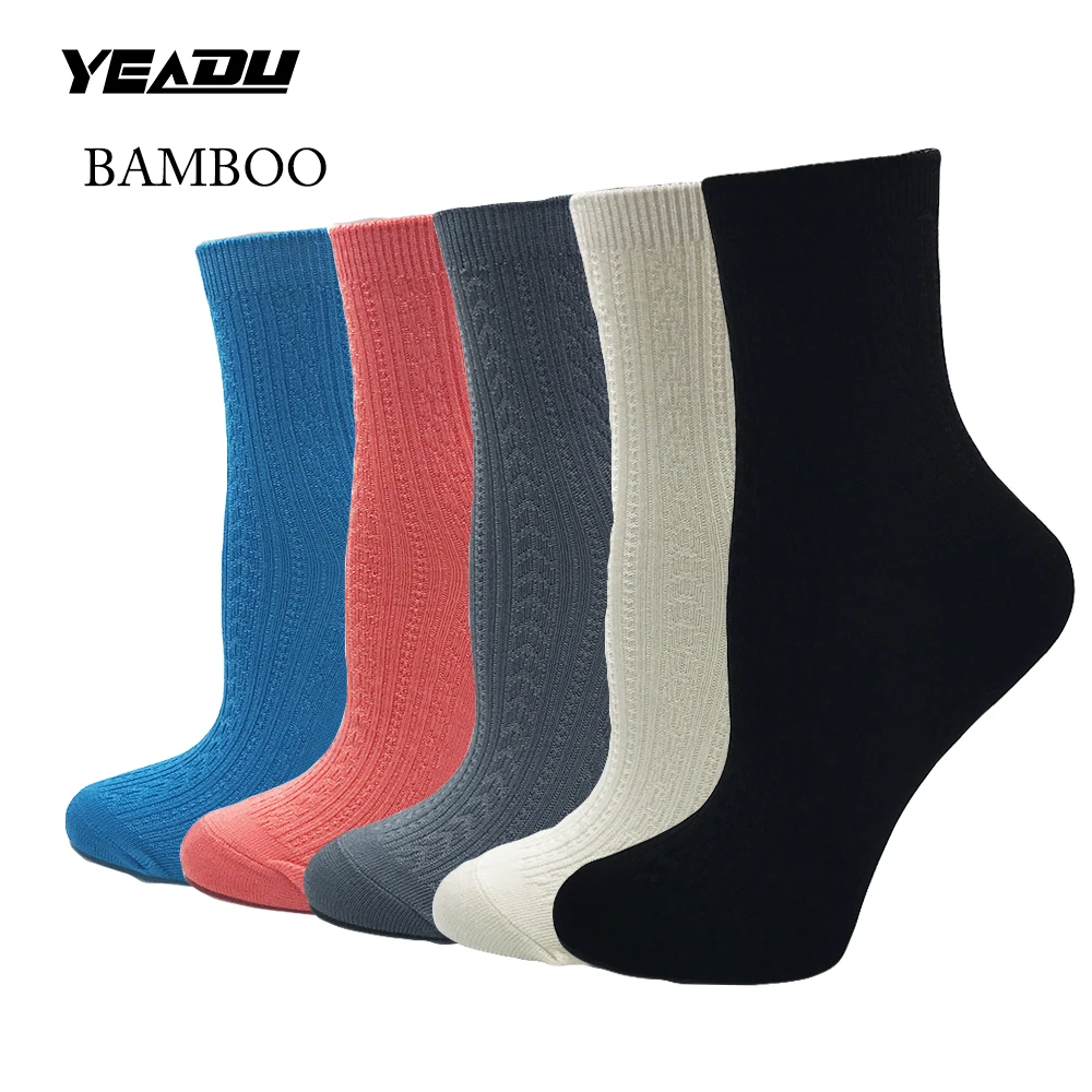 New Bamboo Fiber Solid Women's Short Socks Comfortable Good Quality Girl Best Gift (5 Pairs / Lot )