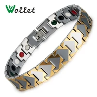 wollet jewelry mens energy bracelet solid germanium magnetic or infrared negative ion tourmaline gold color tungsten bracelets