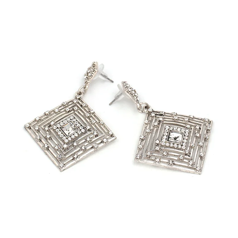 В стиле панк металла Геометрическая площадь Серьги CZ мода Ясно Кристаллические