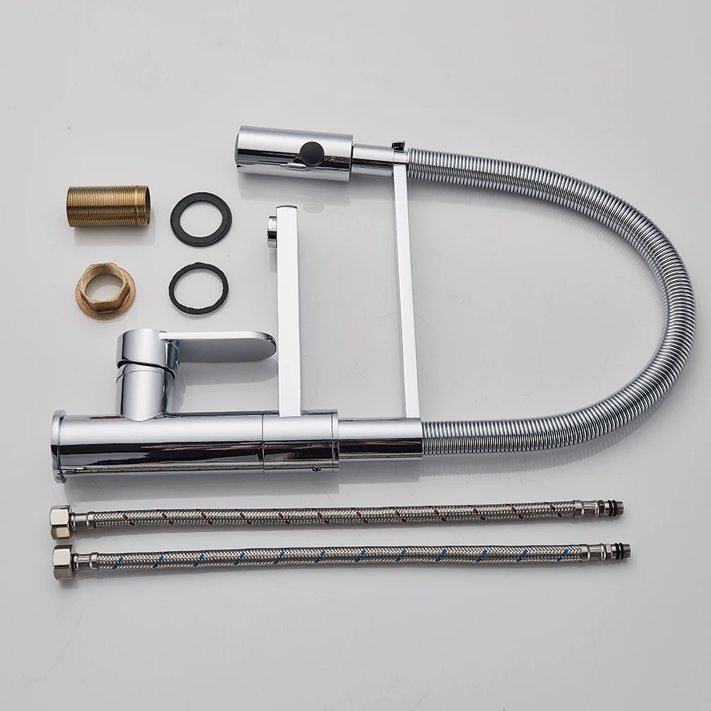 Хромированный смеситель для кухни насадка горячей и холодной воды с 2